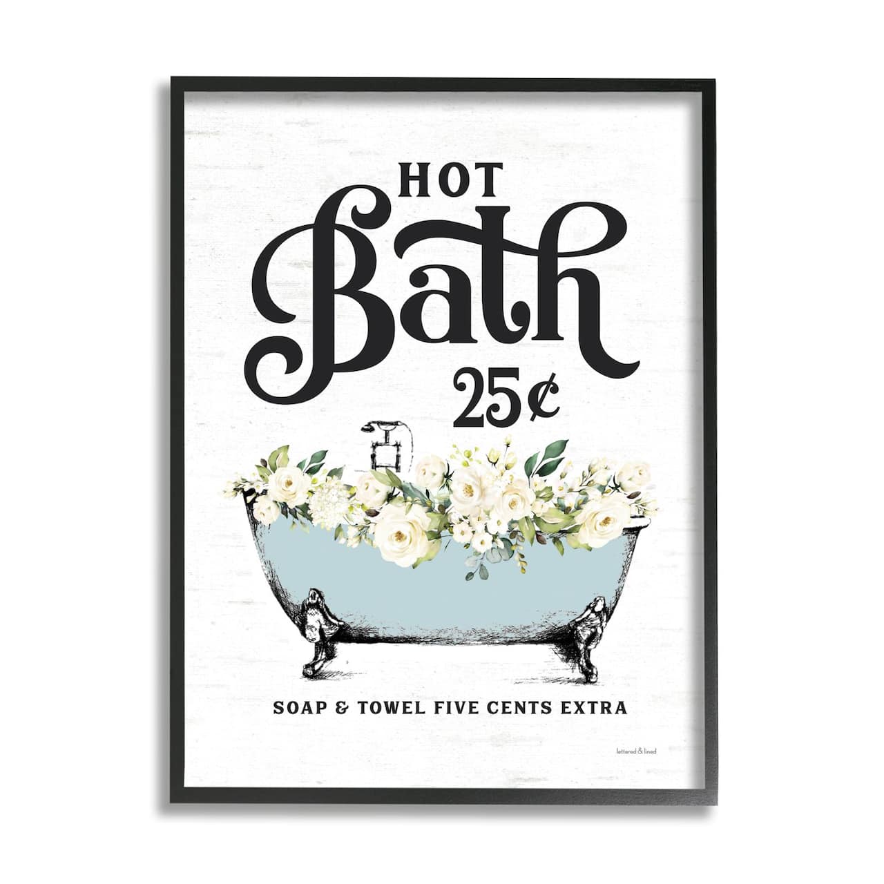 Stupell Industries Hot Bath Vintage Advertisement White Floral Blue Tub Framed Wall Art